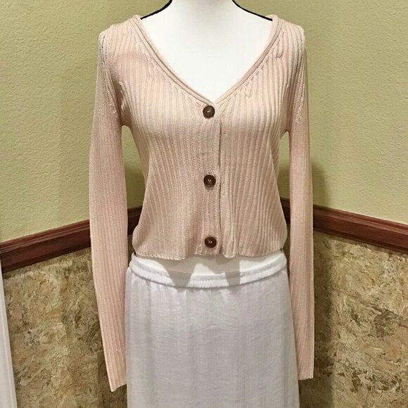 Free People NWT Small Game On Cardi Whie Swan Lightweight Sweater Tiny Flaw - Picture 10 of 11